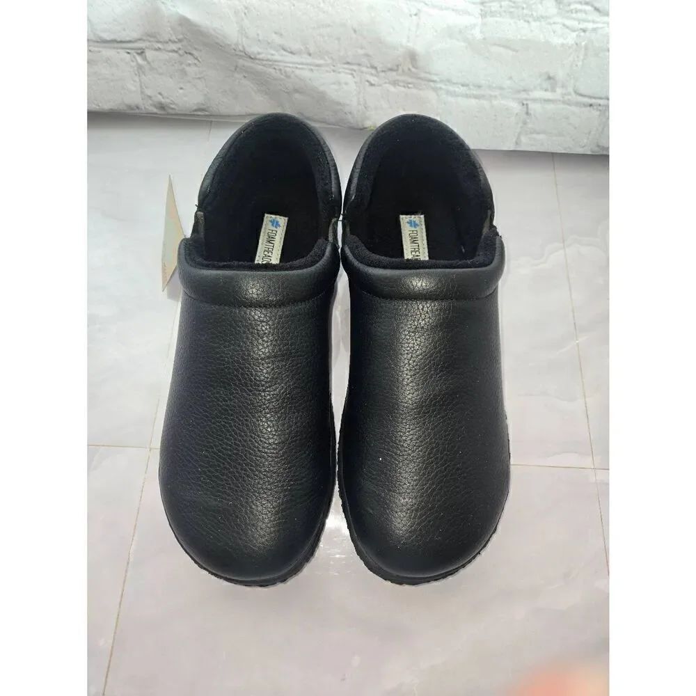 Foamtreads Trail Mens Size 10 Black Slip On Memory Foam Leather Loafer Slipper